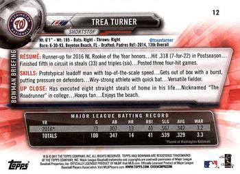 2017 Bowman Trea Turner  # 12 Washington Nationals
