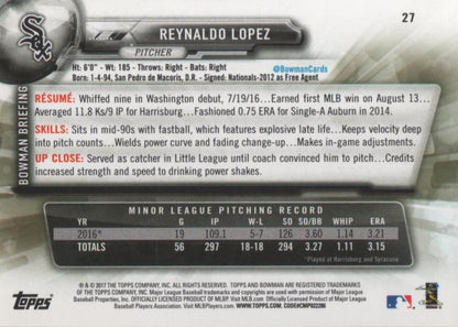 2017 Bowman Reynaldo LopezÂ  RC # 27 Chicago White Sox