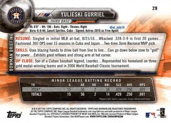 2017 Bowman Yulieski GurrielÂ  RC # 29 Houston Astros