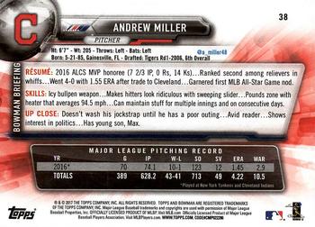 2017 Bowman Andrew Miller  # 38 Cleveland Indians