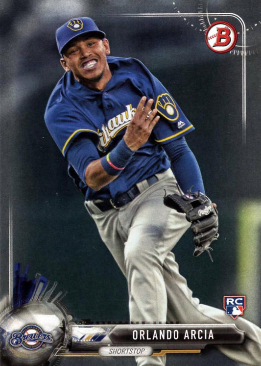 2017 Bowman Orlando ArciaÂ  RC # 41 Milwaukee Brewers