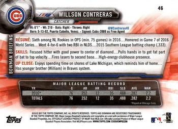 2017 Bowman Willson Contreras  # 46 Chicago Cubs