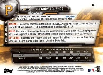 2017 Bowman Gregory Polanco  # 48 Pittsburgh Pirates