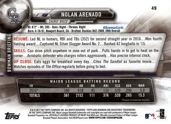 2017 Bowman Nolan Arenado  # 49 Colorado Rockies