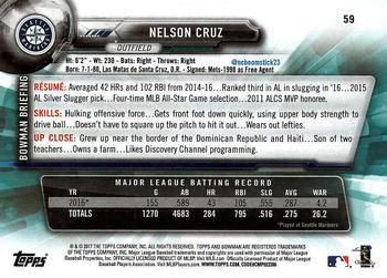 2017 Bowman Nelson Cruz  # 59 Seattle Mariners