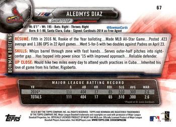 2017 Bowman Aledmys Diaz  # 67 St. Louis Cardinals