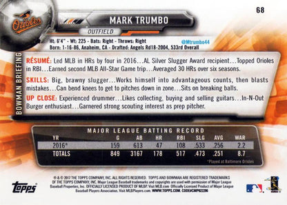 2017 Bowman Mark Trumbo  # 68 Baltimore Orioles
