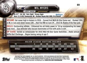 2017 Bowman Wil Myers  # 69 San Diego Padres