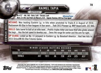 2017 Bowman Raimel TapiaÂ  RC # 78 Colorado Rockies