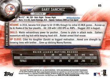 2017 Bowman Gary Sanchez  # 85 New York Yankees