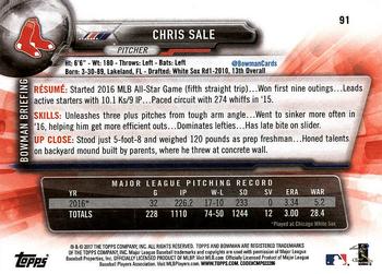 2017 Bowman Chris Sale  # 91 Boston Red Sox
