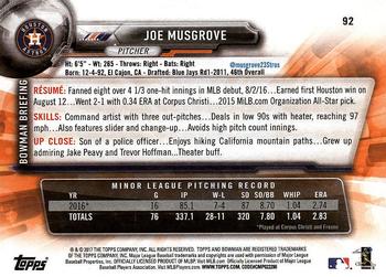 2017 Bowman Joe MusgroveÂ  RC # 92 Houston Astros