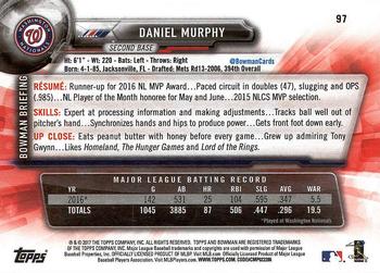 2017 Bowman Daniel Murphy  # 97 Washington Nationals