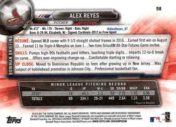 2017 Bowman Alex ReyesÂ  RC # 98 St. Louis Cardinals