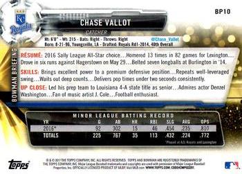 2017 Bowman Prospects Chase Vallot  BP10 Kansas City Royals