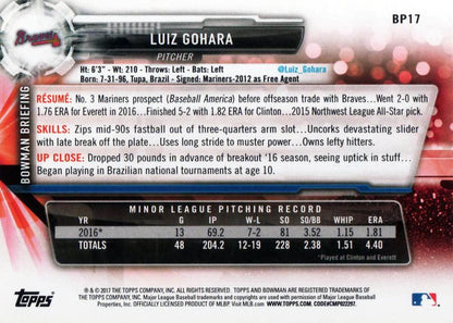 2017 Bowman Prospects Luiz Gohara  BP17 Atlanta Braves