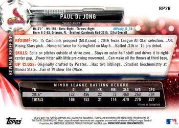2017 Bowman Prospects Paul De Jong  BP26 St. Louis Cardinals