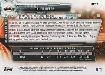 2017 Bowman Prospects Tyler Beede  BP57 San Francisco Giants