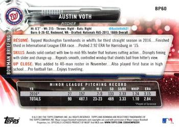2017 Bowman Prospects Austin Voth  BP60 Washington Nationals