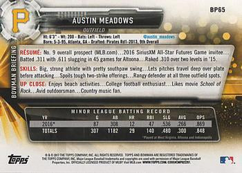 2017 Bowman Prospects Austin Meadows  BP65 Pittsburgh Pirates