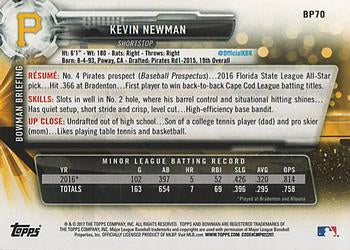 2017 Bowman Prospects Kevin Newman  BP70 Pittsburgh Pirates
