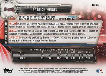 2017 Bowman Prospects Patrick WeigelÂ  FBC BP74 Atlanta Braves