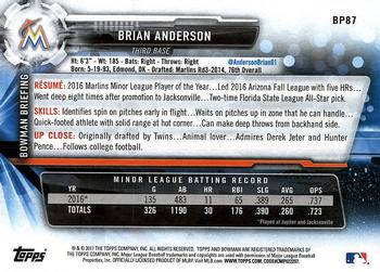 2017 Bowman Prospects Brian Anderson  BP87 Miami Marlins
