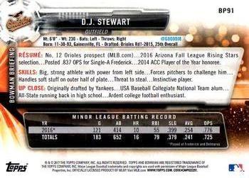2017 Bowman Prospects D.J. Stewart  BP91 Baltimore Orioles
