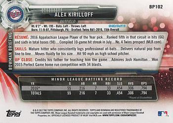 2017 Bowman Prospects Alex Kirilloff  BP102 Minnesota Twins