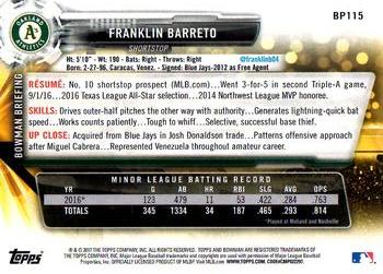 2017 Bowman Prospects Franklin Barreto  BP115 Oakland Athletics