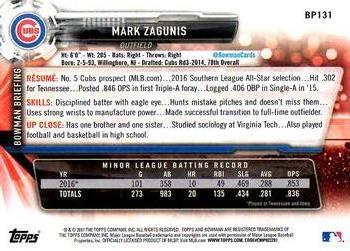2017 Bowman Prospects Mark Zagunis  BP131 Chicago Cubs