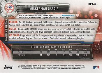 2017 Bowman Prospects Wilkerman Garcia  BP147 New York Yankees