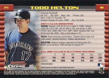 2002 Bowman Chrome Todd Helton # 75 Colorado Rockies