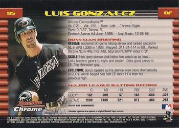 2002 Bowman Chrome Luis Gonzalez # 95 Arizona Diamondbacks