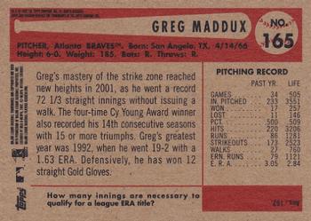 2002 Bowman Heritage Greg Maddux # 165 Atlanta Braves