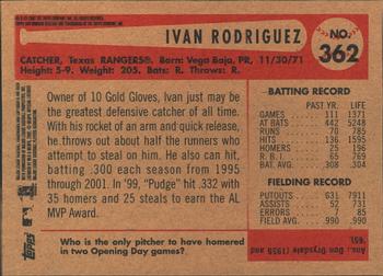2002 Bowman Heritage Ivan Rodriguez # 362 Texas Rangers