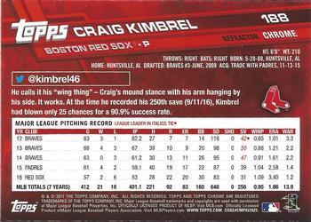 2017 Topps Chrome Pink Refractor Craig Kimbrel 188 Boston Red Sox