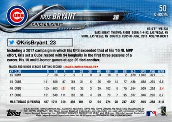 2018 Topp Chrome  Kris Bryant #50 Chicago Cubs