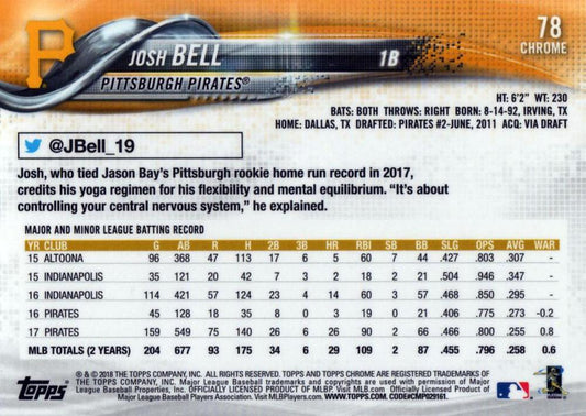 2018 Topp Chrome  Josh Bell #78 Pittsburgh Pirates