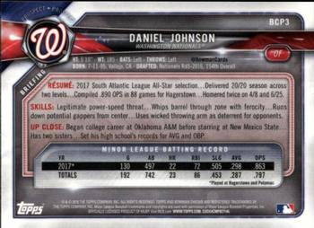 2018 Bowman Chrome Prospects Daniel Johnson BCP3 Washington Nationals