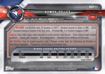 2018 Bowman Chrome Prospects Rowdy Tellez BCP11 Toronto Blue Jays