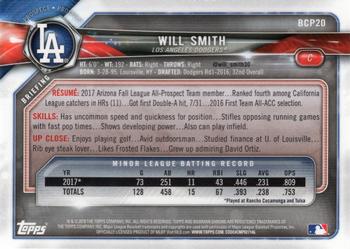 2018 Bowman Chrome Prospects Will Smith BCP20 Los Angeles Dodgers