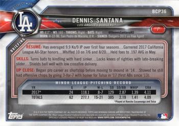 2018 Bowman Chrome Prospects Dennis Santana BCP36 Los Angeles Dodgers