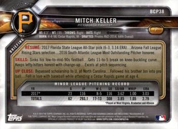 2018 Bowman Chrome Prospects Mitch Keller BCP38 Pittsburgh Pirates