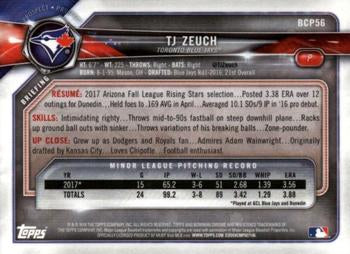 2018 Bowman Chrome Prospects T.J. Zeuch BCP56 Toronto Blue Jays