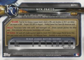 2018 Bowman Chrome Prospects Nick Pratto BCP81 Kansas City Royals