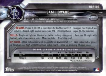 2018 Bowman Chrome Prospects Sam Howard BCP109 Colorado Rockies