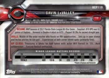 2018 Bowman Chrome Prospects Gavin LaValley BCP119 Cincinnati Reds