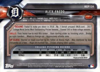 2018 Bowman Chrome Prospects Alex Faedo BCP124 Detroit Tigers