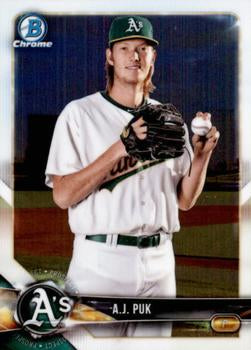 2018 Bowman Chrome Prospects A.J. Puk BCP142 Oakland Athletics